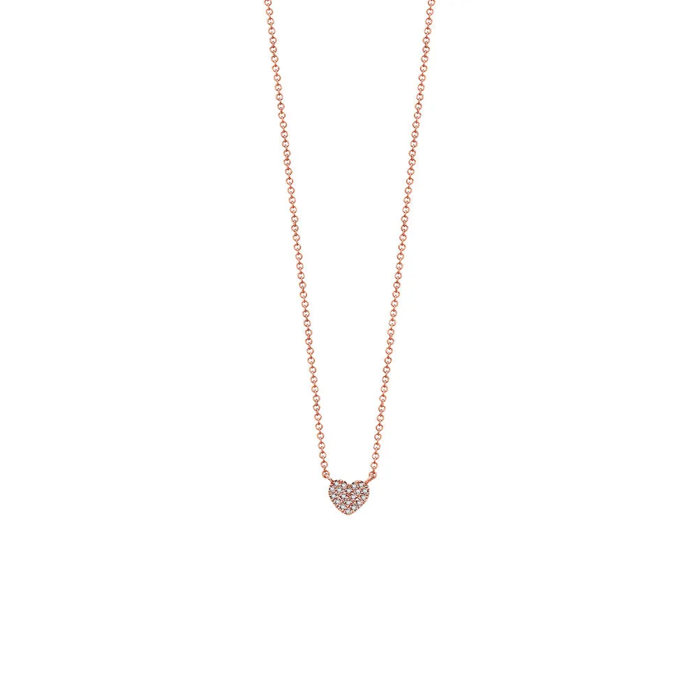 14 Karat Rosé Gold Diamond Heart Necklace