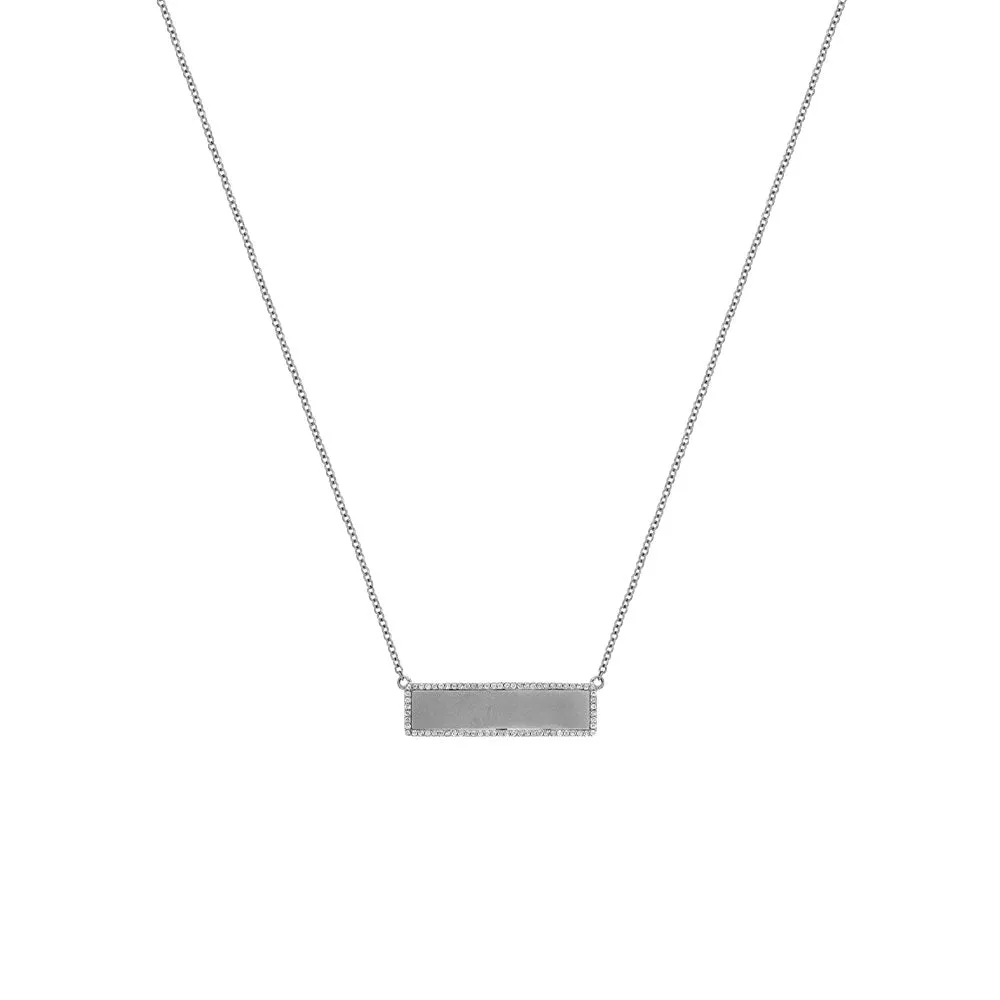 14 Karat White Gold Halo Frame Necklace With Diamonds