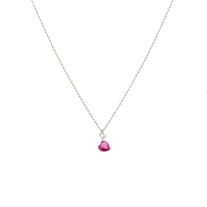 14 Karat White Gold Ruby Heart Necklace with Diamond