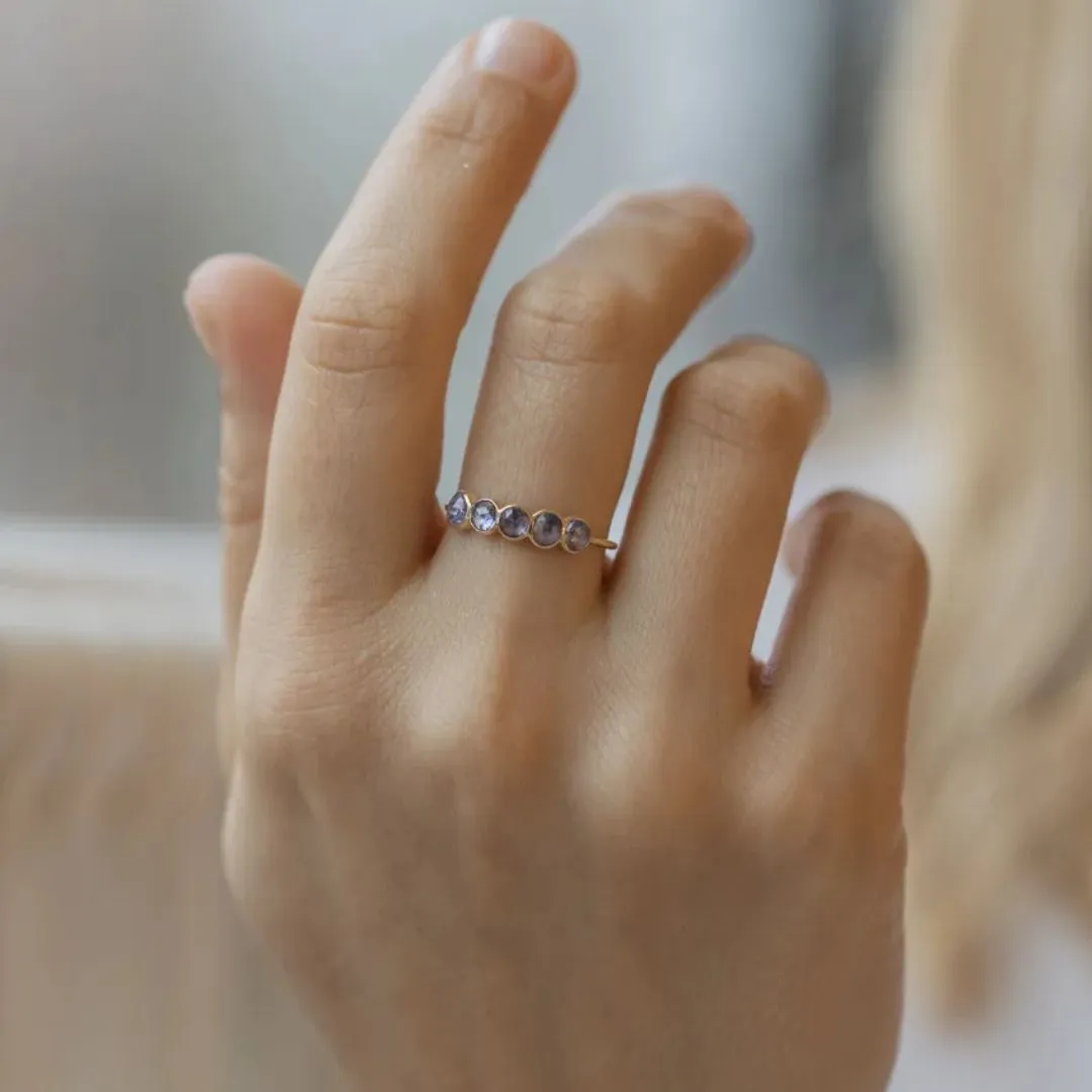 14K & Five Bezel-Set Tanzanite Ring