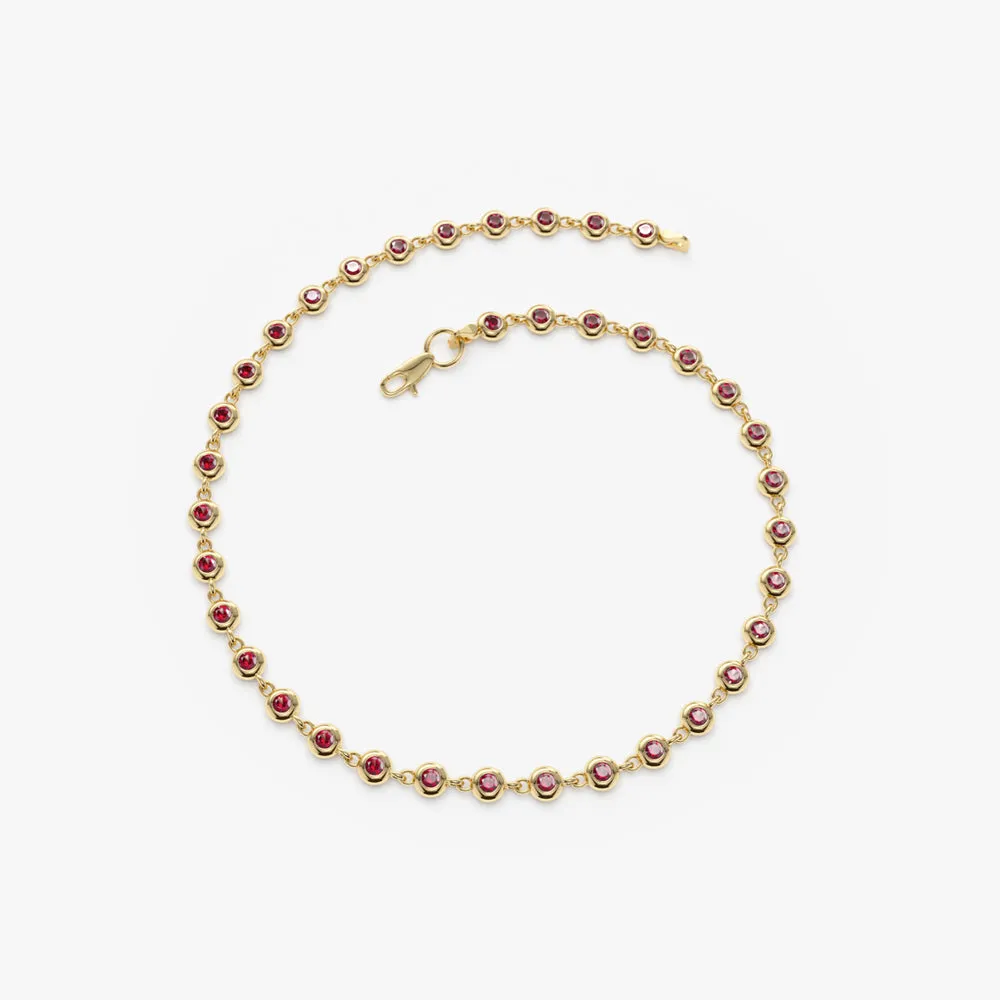 14k Bezel Set Ruby Tennis Bracelet