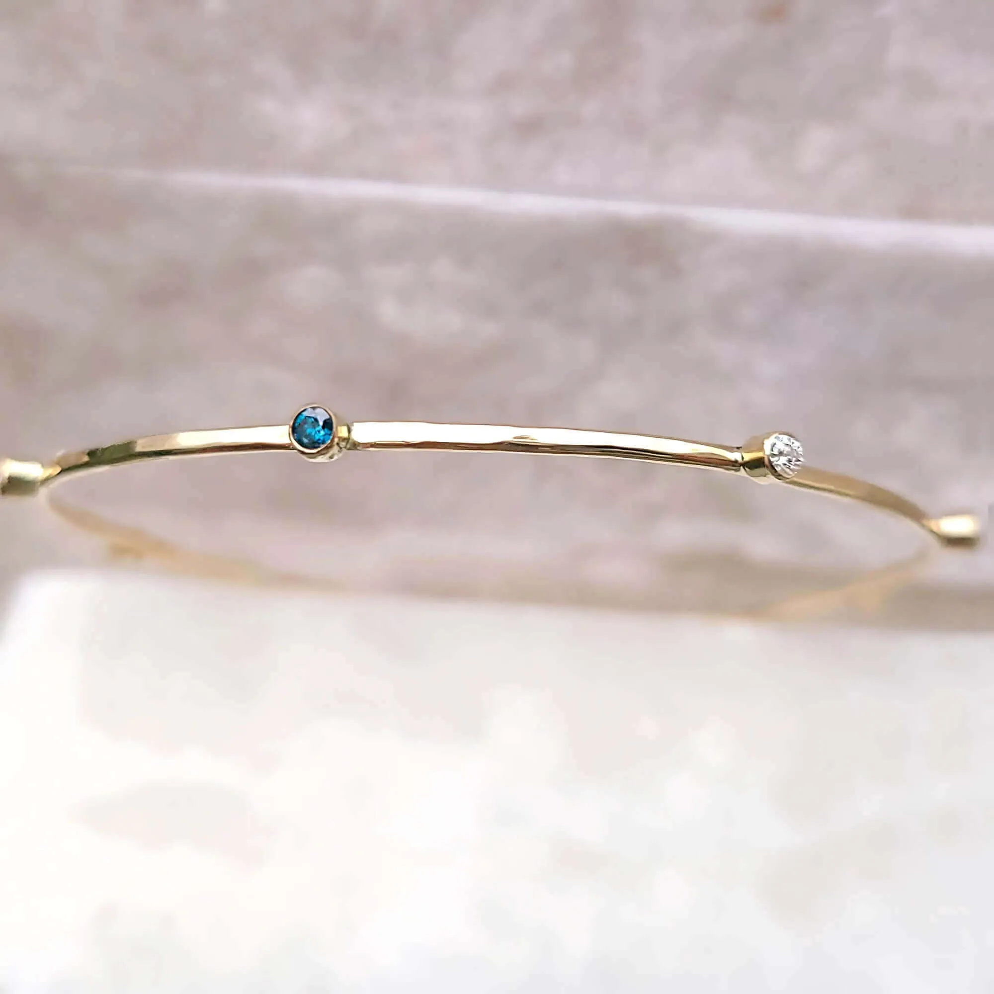 14K Blue & White Diamond Bangle