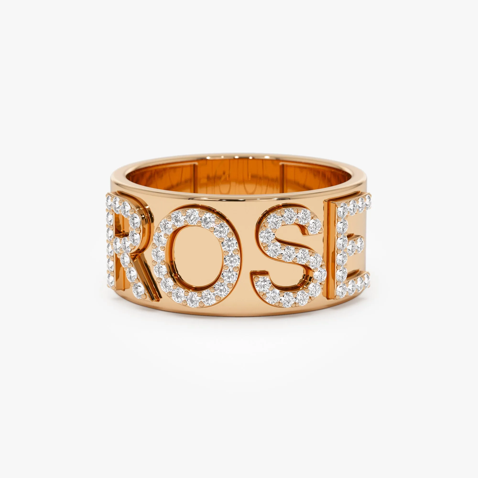 14K Chunky Diamond Name Band