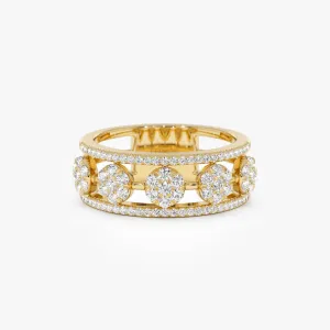 14K Circle Cluster Diamond Band Ring