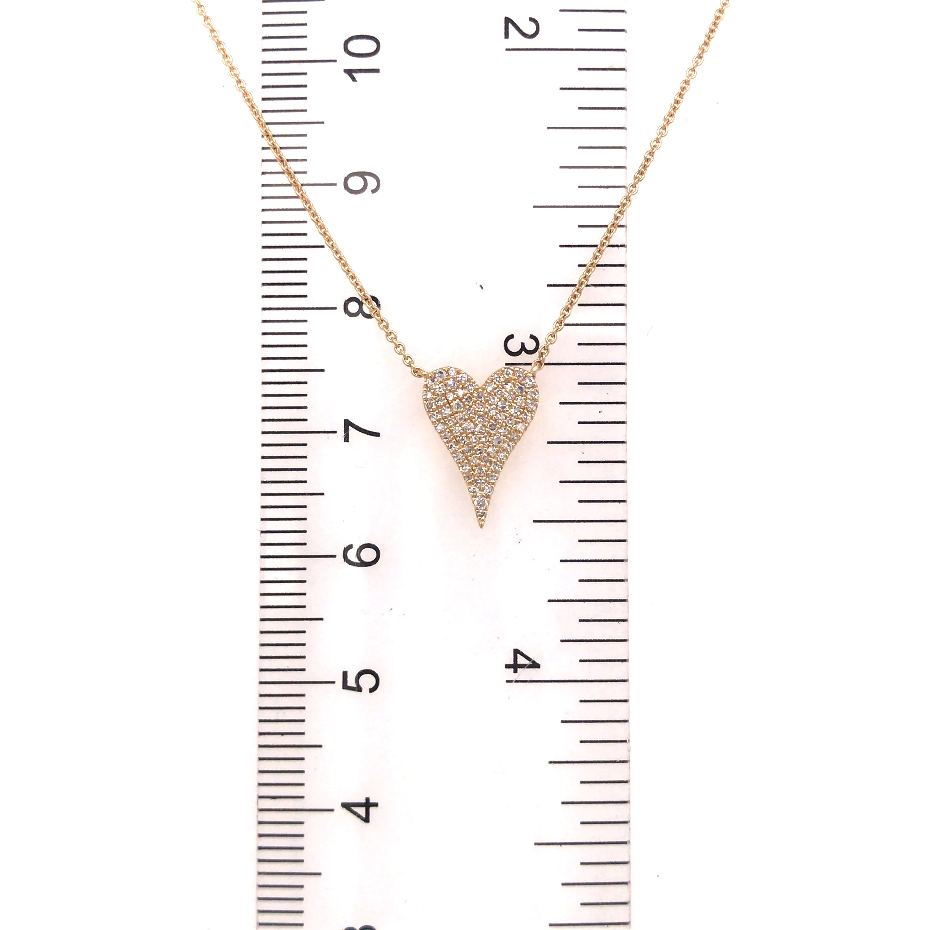 14K Diamond Pave Heart Necklace Yellow Gold 0.17ctw
