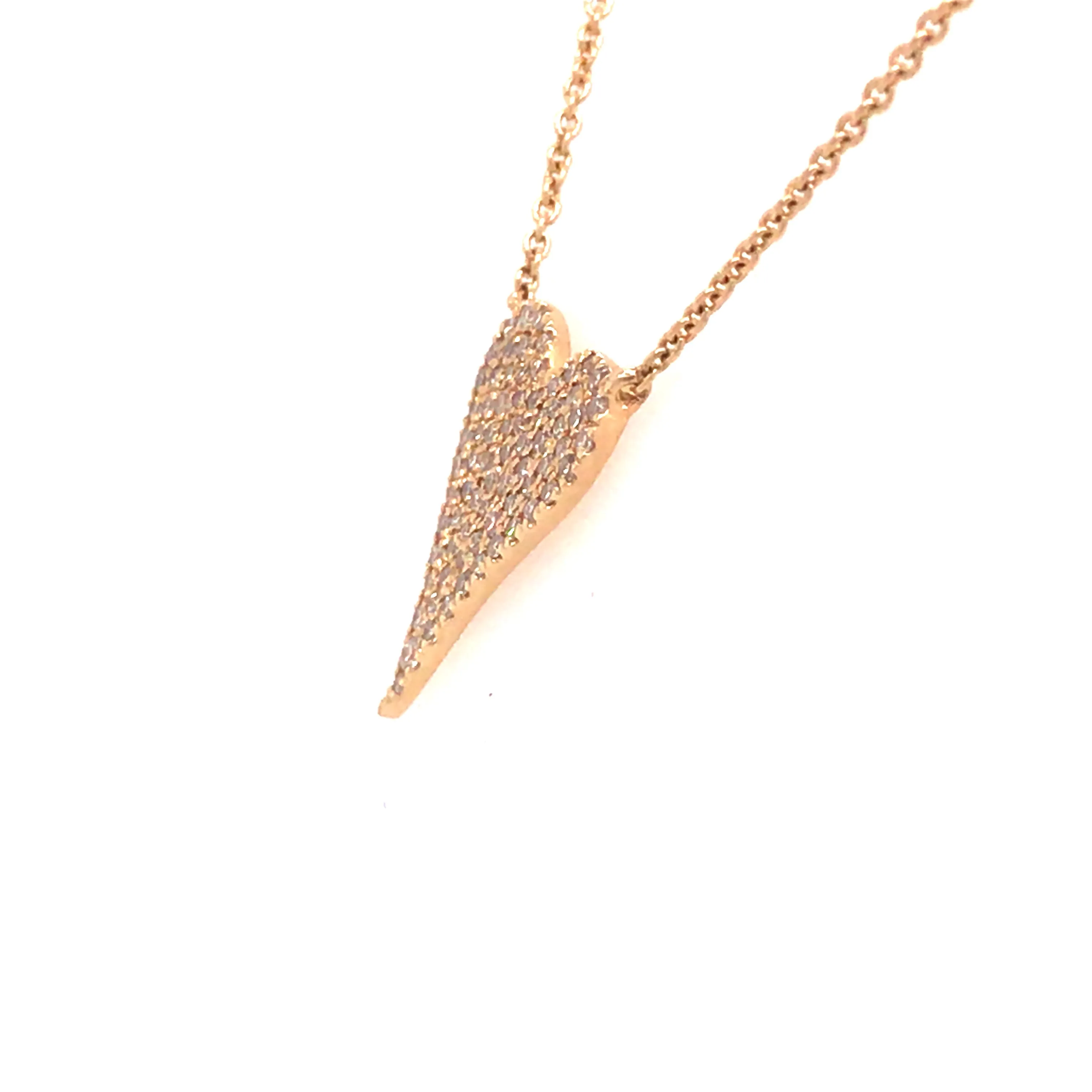 14K Diamond Pave Heart Necklace Yellow Gold 0.17ctw