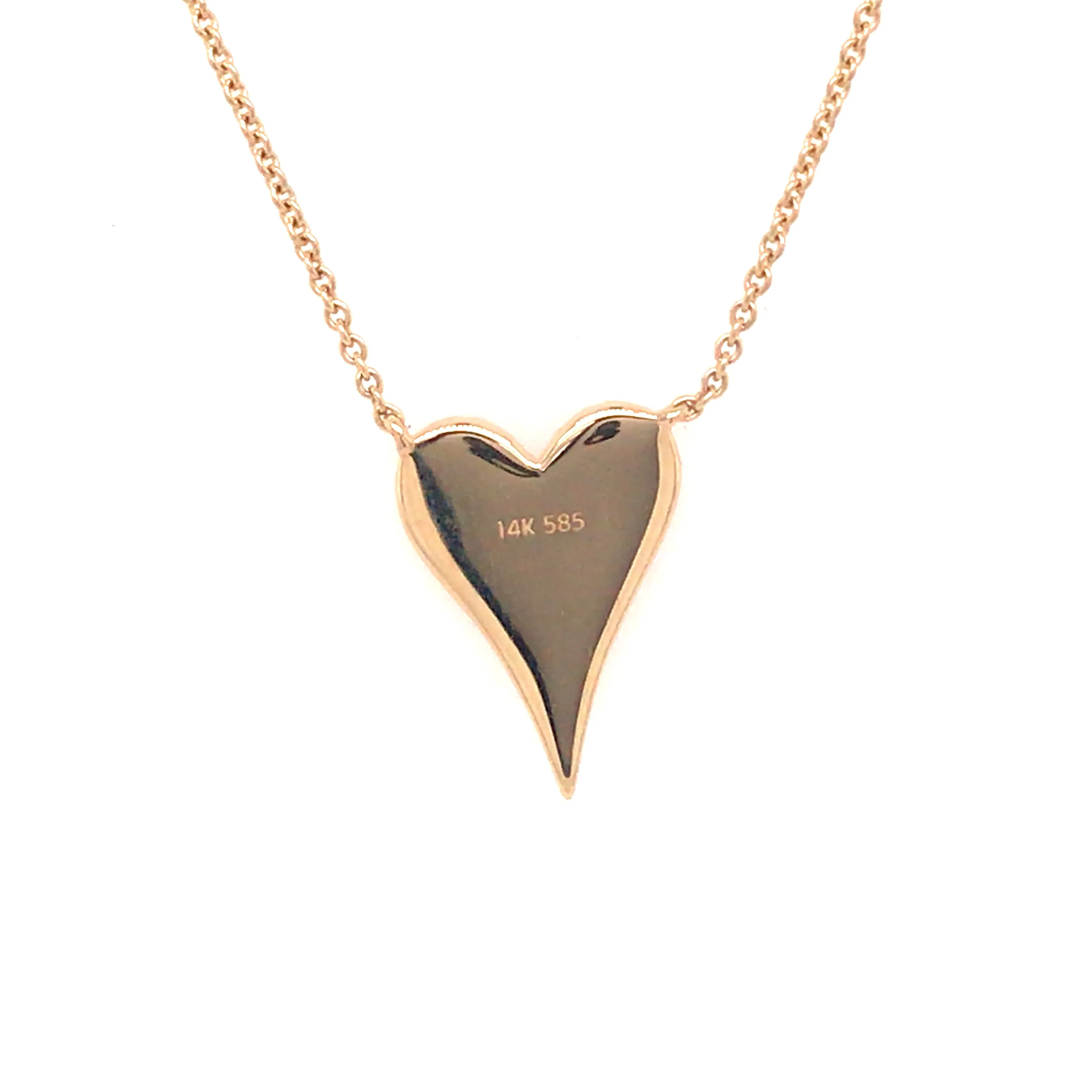 14K Diamond Pave Heart Necklace Yellow Gold 0.17ctw