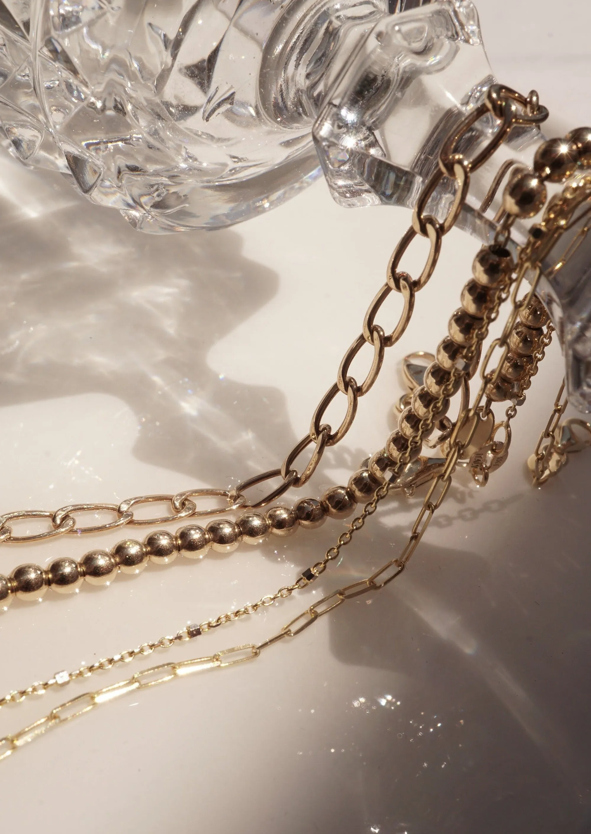 14k Gold 2 Tone Beads Chain Bracelet