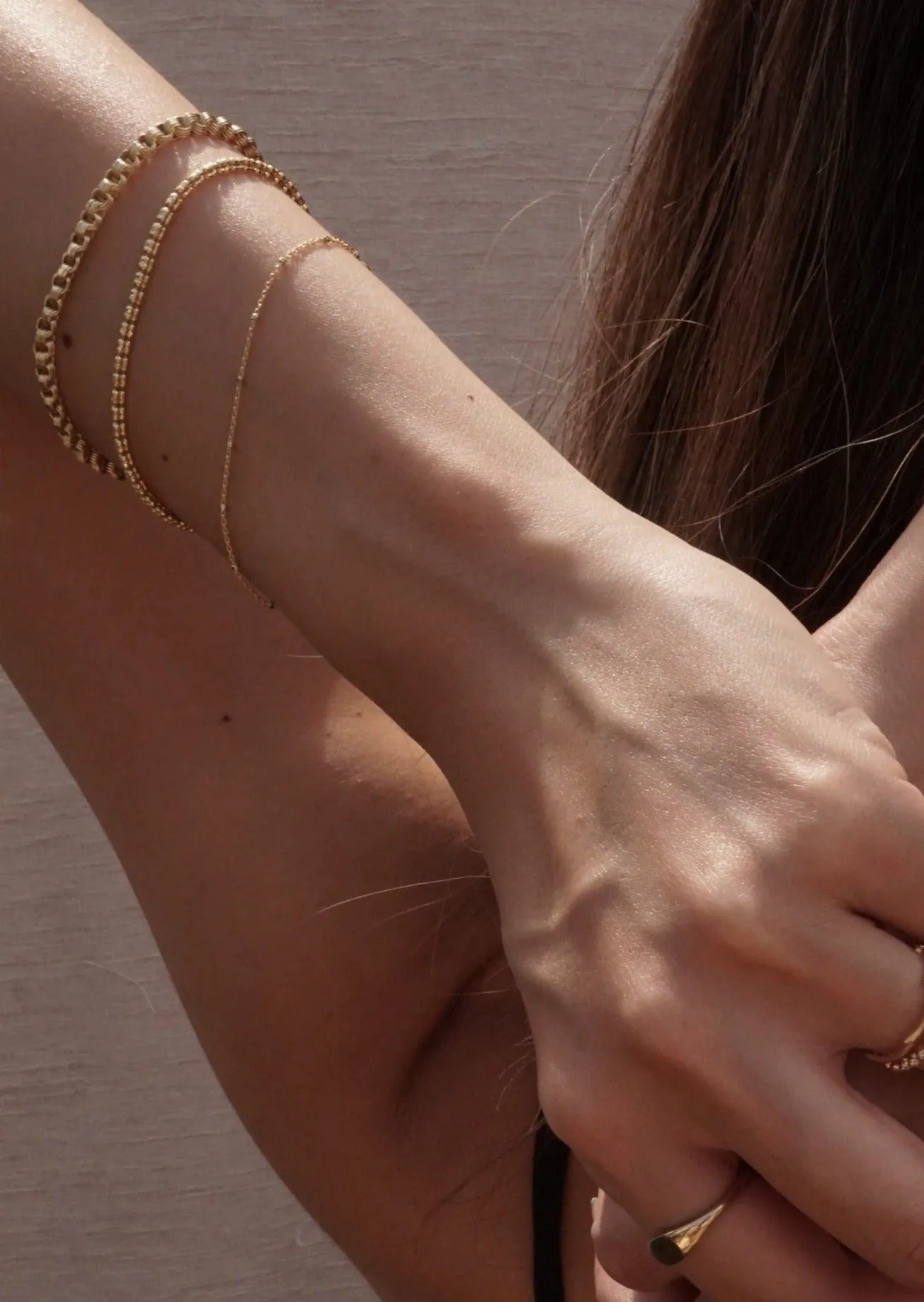 14k Gold 2 Tone Beads Chain Bracelet