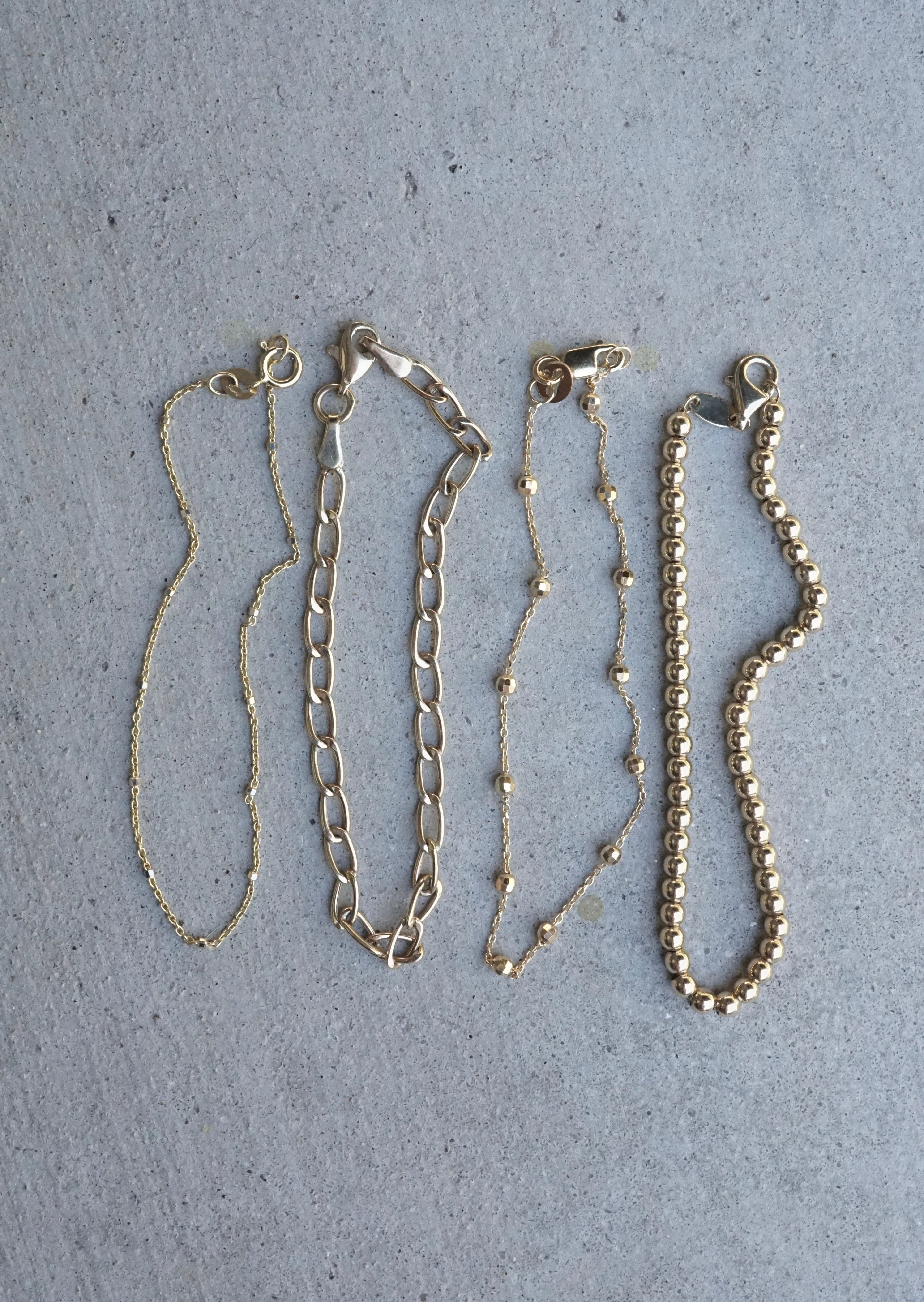14k Gold 2 Tone Beads Chain Bracelet