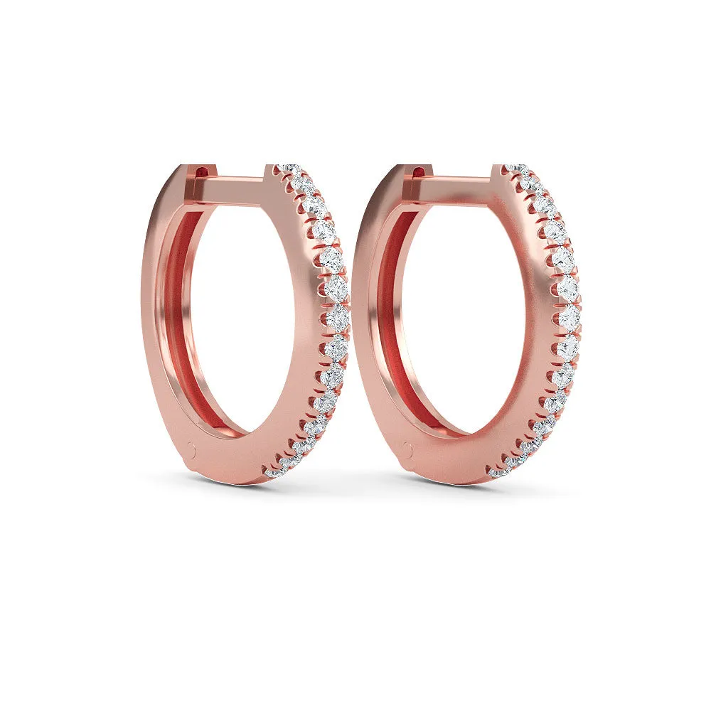 14K Gold 9MM Diamond Huggie Earrings