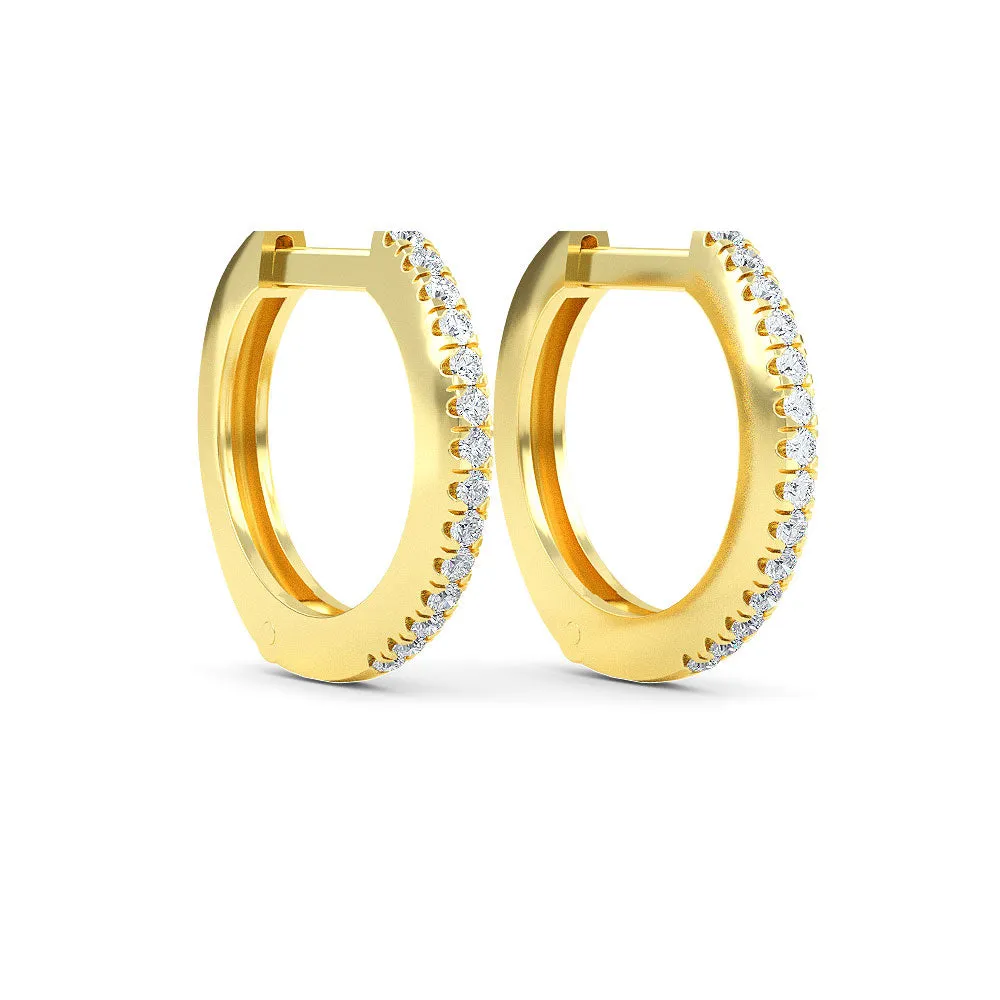 14K Gold 9MM Diamond Huggie Earrings