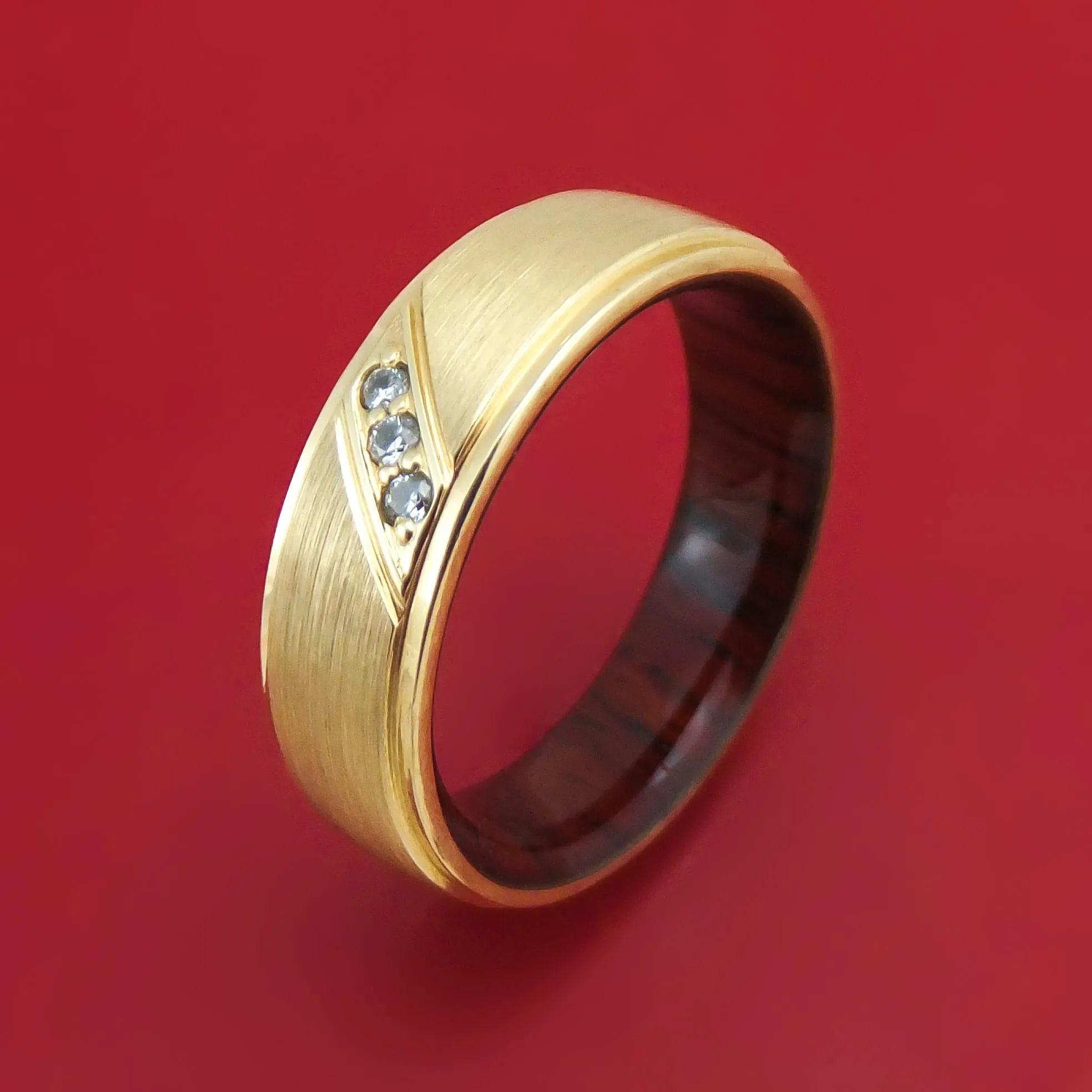 14K Gold and Lab Diamond Ring with Wood Sleeve