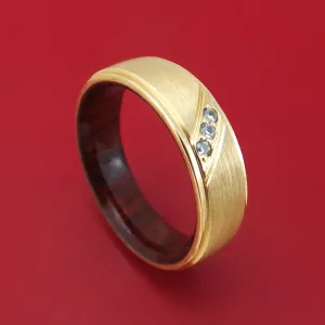 14K Gold and Lab Diamond Ring with Wood Sleeve