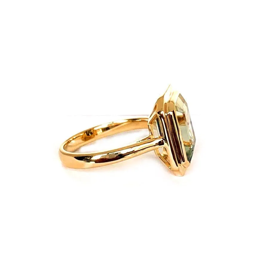 14k gold emerald cut green amethyst fashion ring MR5026GAM