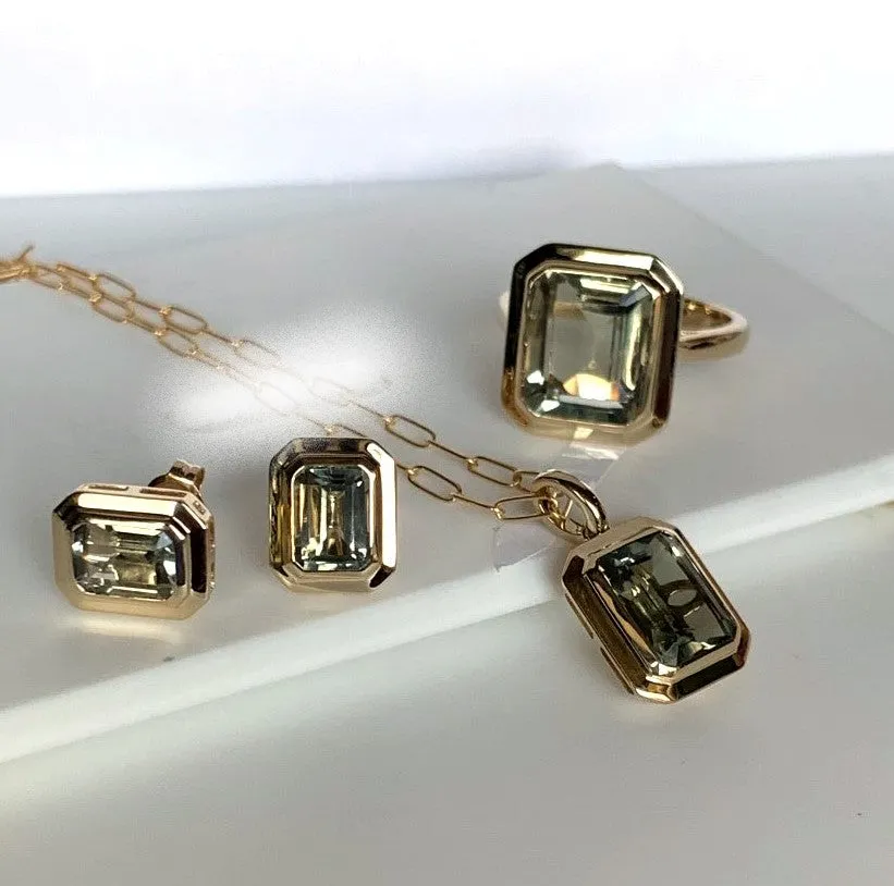 14k gold emerald cut green amethyst fashion ring MR5026GAM