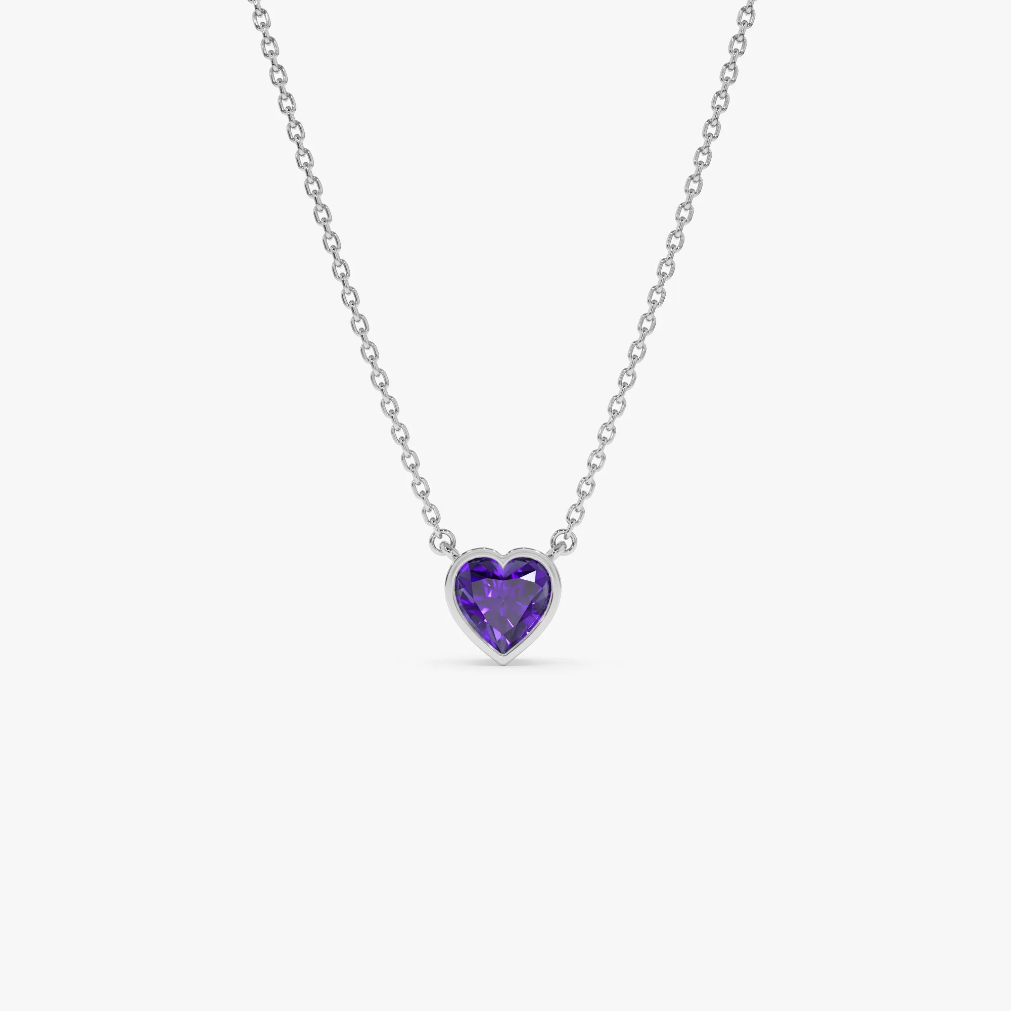 14K Gold Heart Shaped Amethyst Layering Necklace