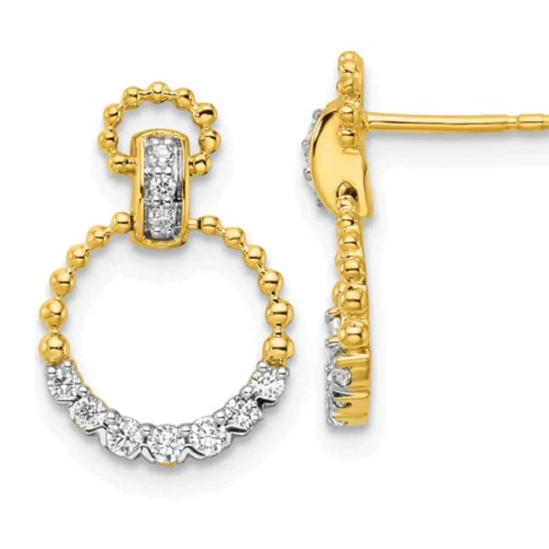 14K Gold Lab Diamond Circle Dangle Earrings