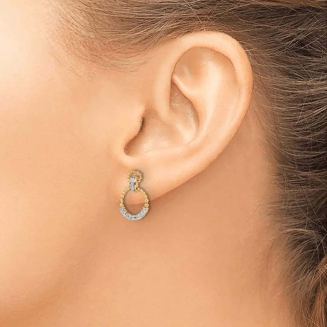 14K Gold Lab Diamond Circle Dangle Earrings
