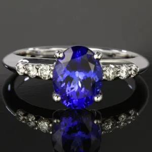 14K Gold Oval Tanzanite and Diamond Ring 2.30 Carats