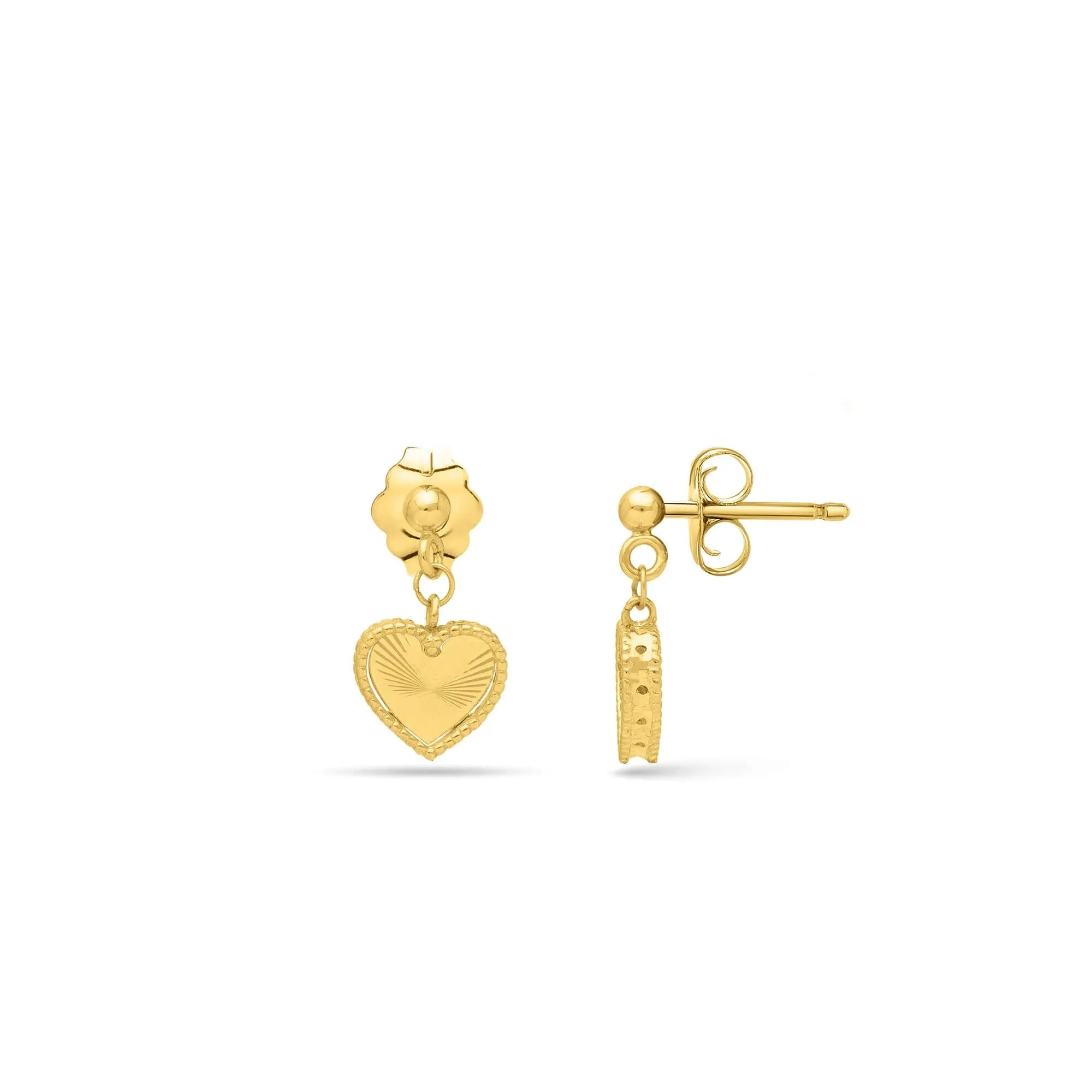 14K Gold Prosecco Radiating Heart Earrings