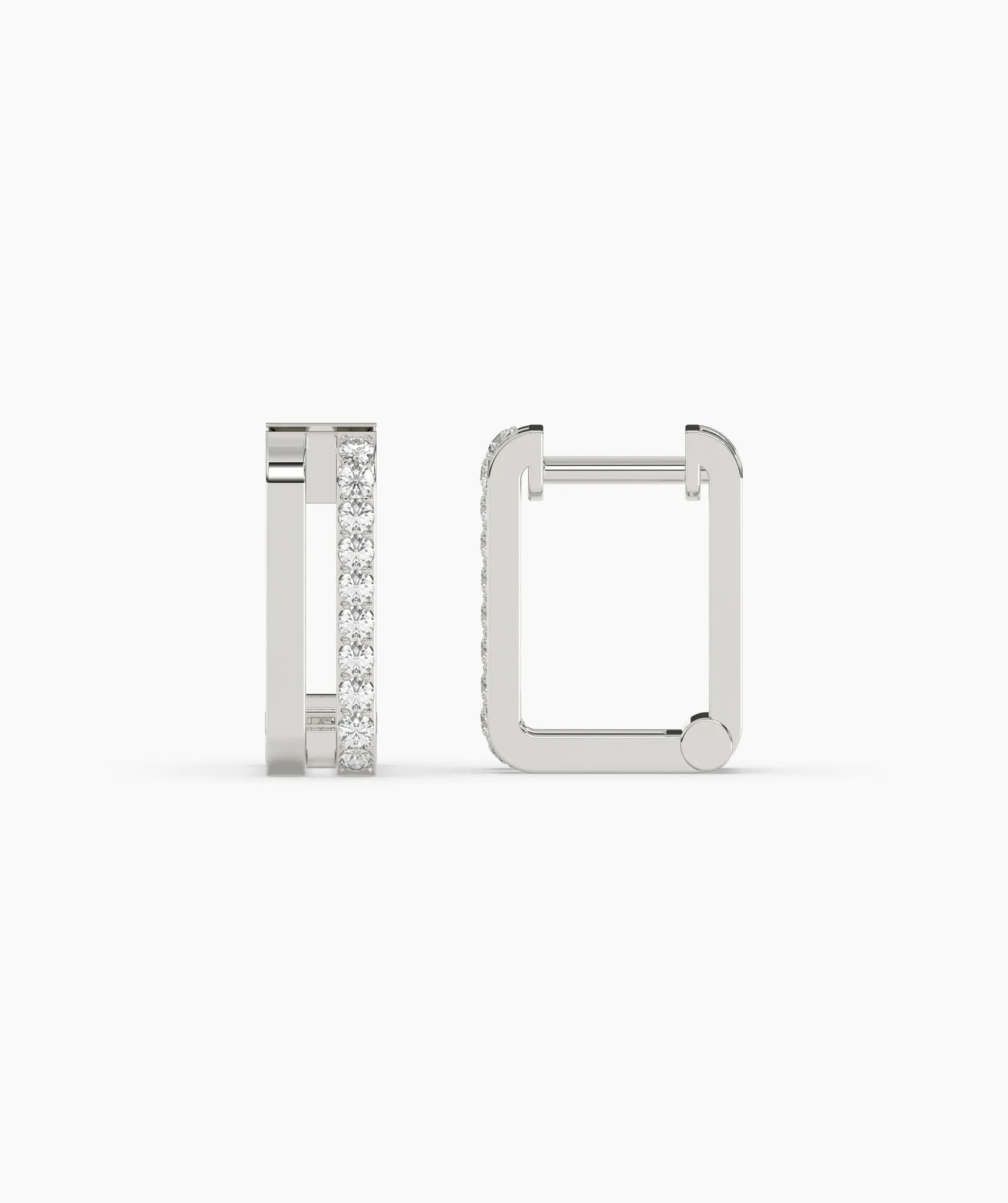 14K Gold Rectangle Huggie Earrings