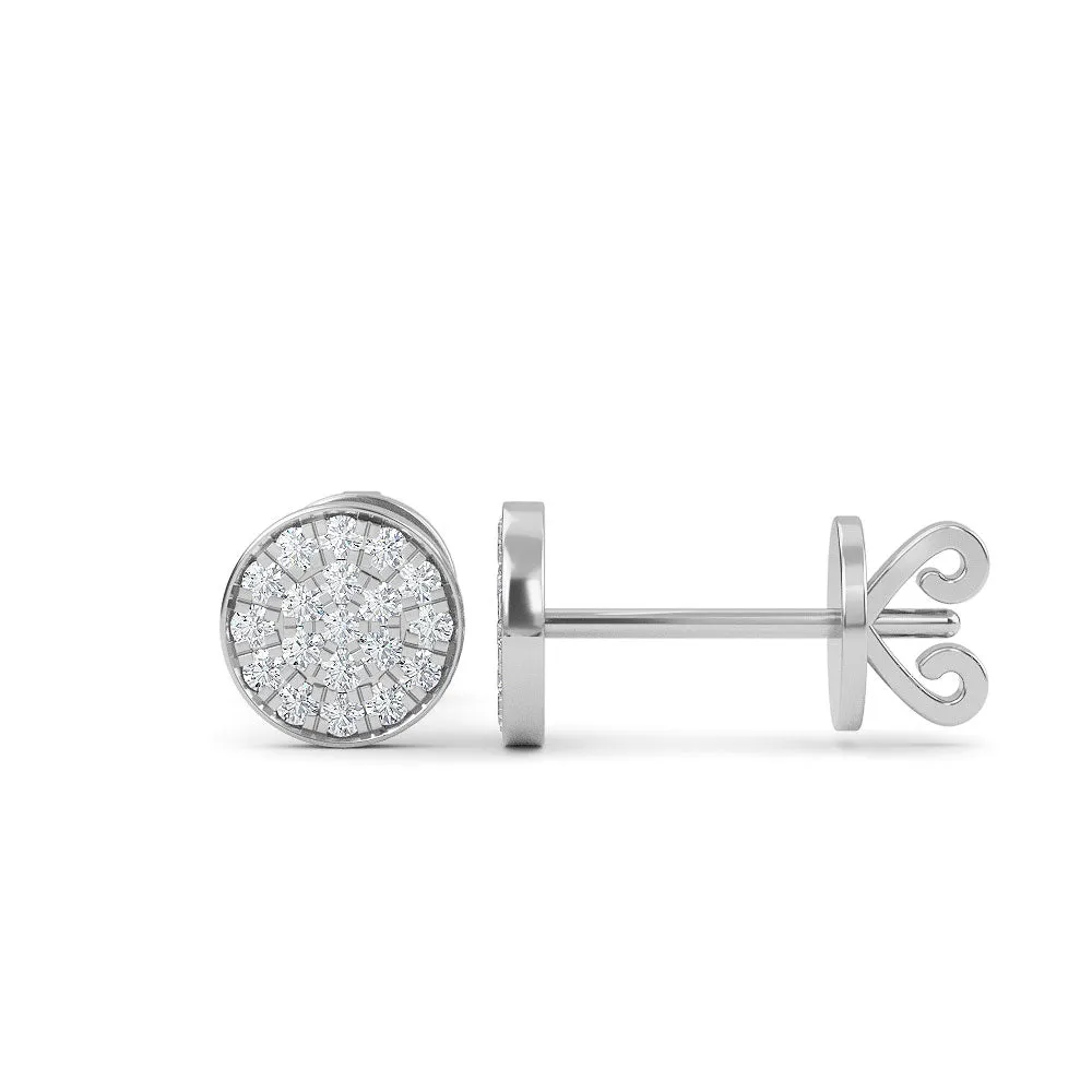 14K Gold Round Diamond Earrings