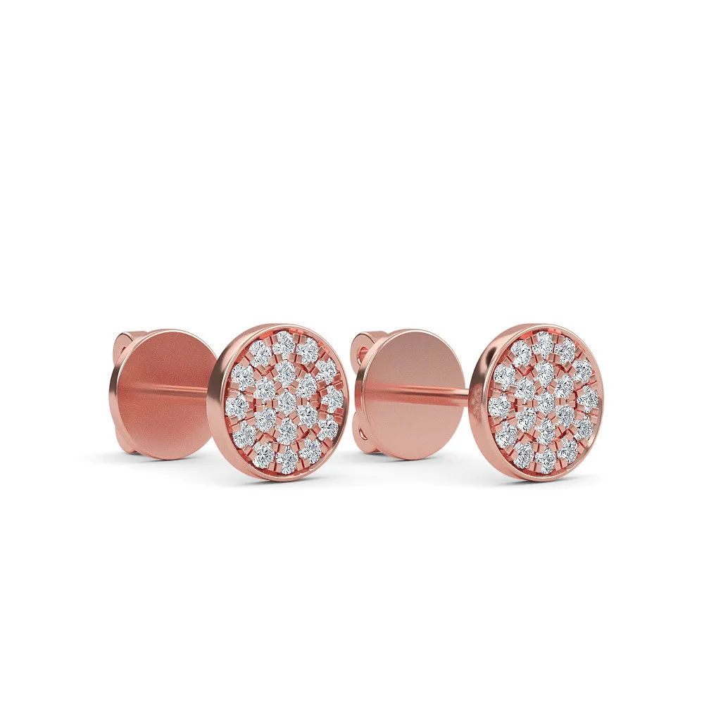 14K Gold Round Diamond Earrings