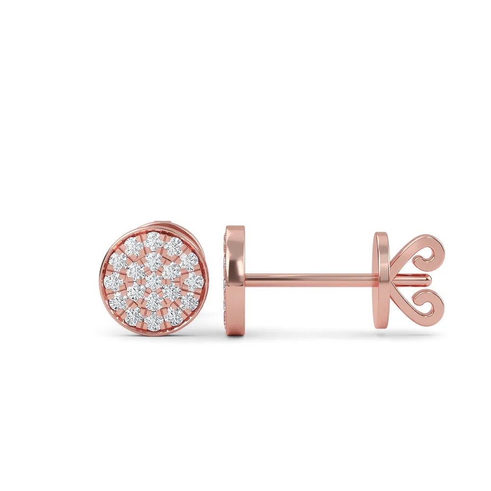 14K Gold Round Diamond Earrings
