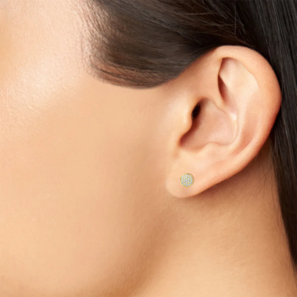 14K Gold Round Diamond Earrings