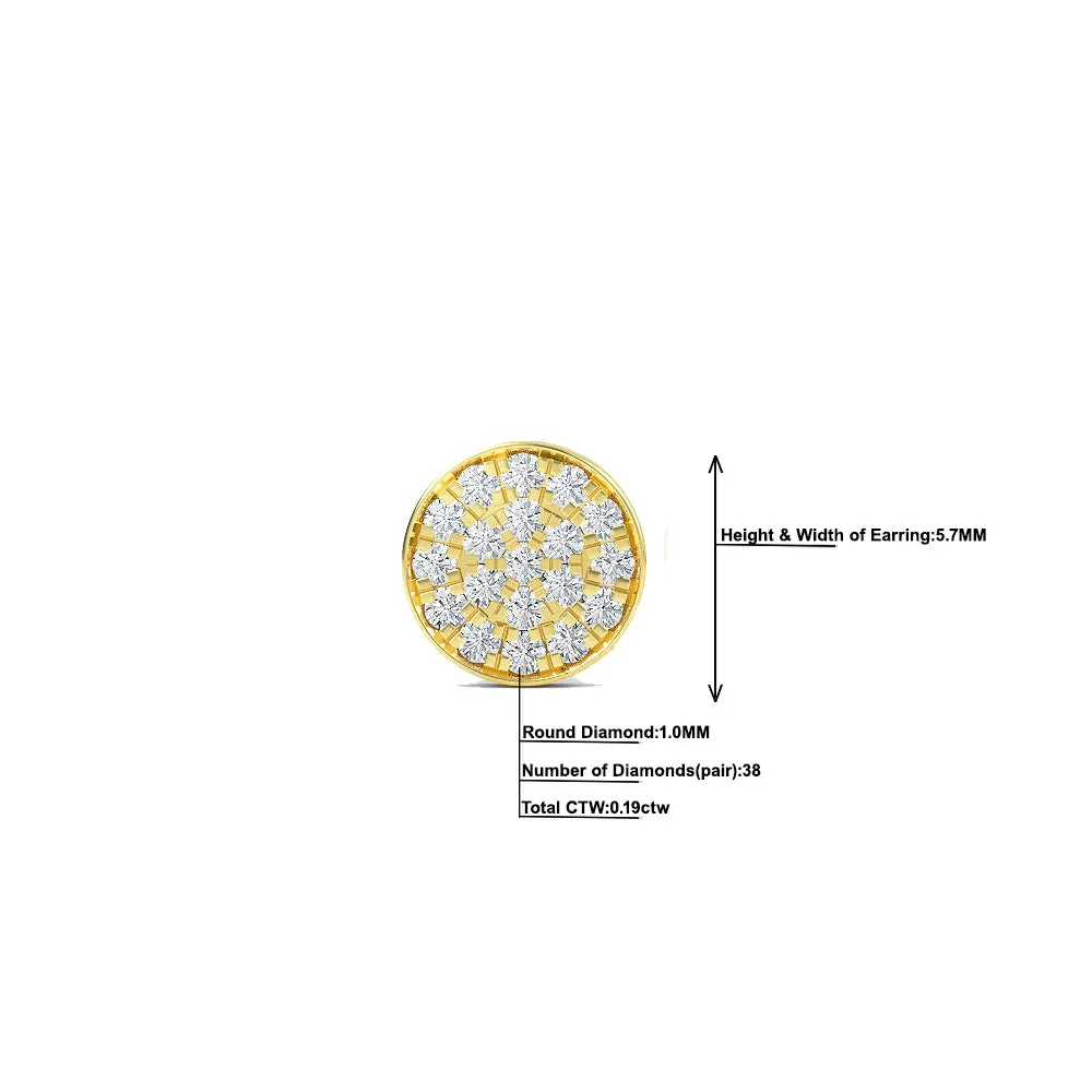 14K Gold Round Diamond Earrings