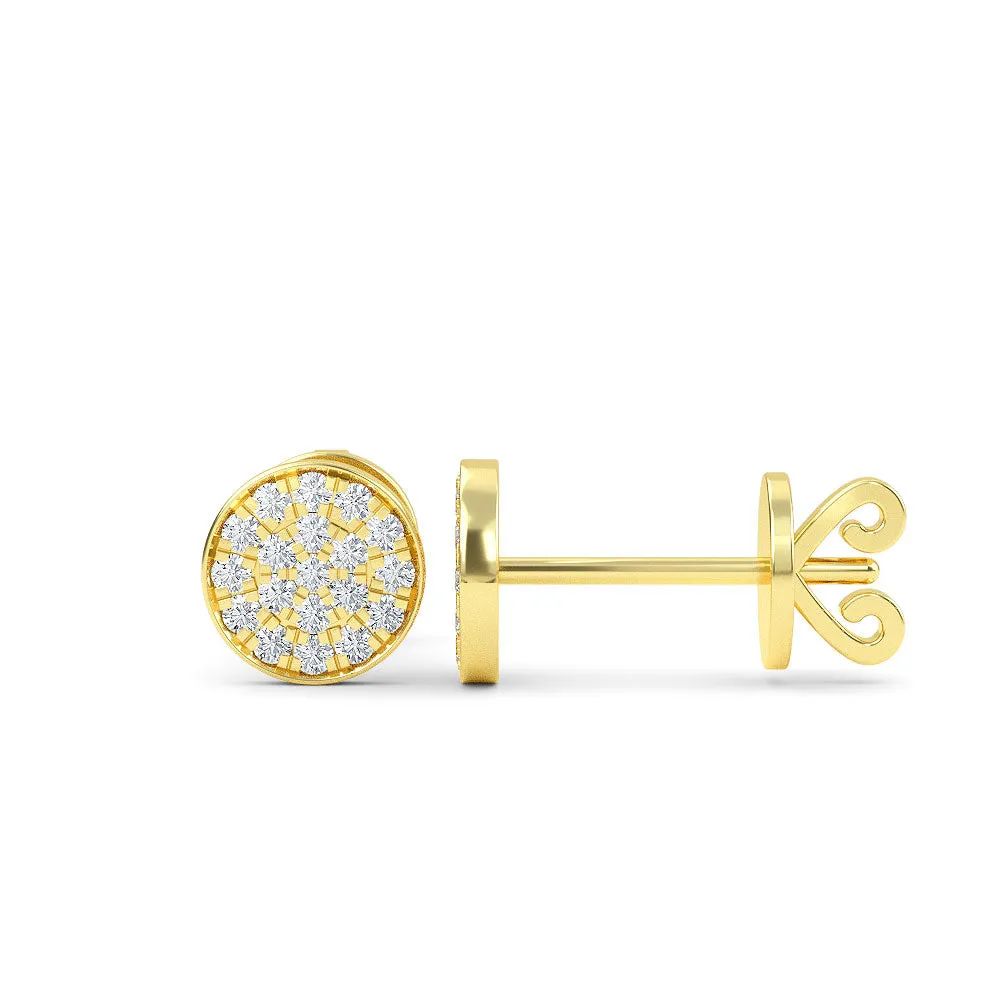 14K Gold Round Diamond Earrings
