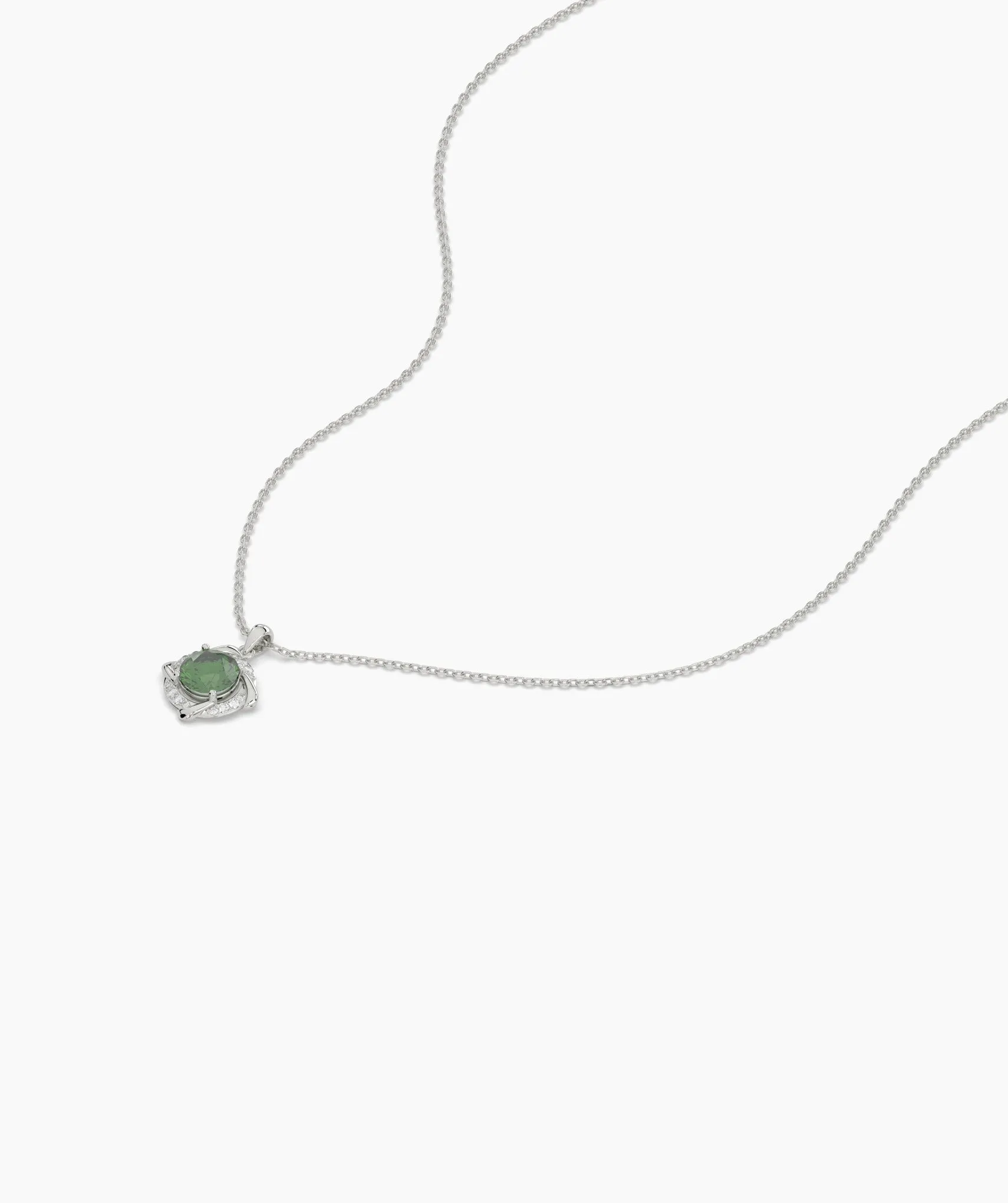 14K Gold Round Green Stone Pendant