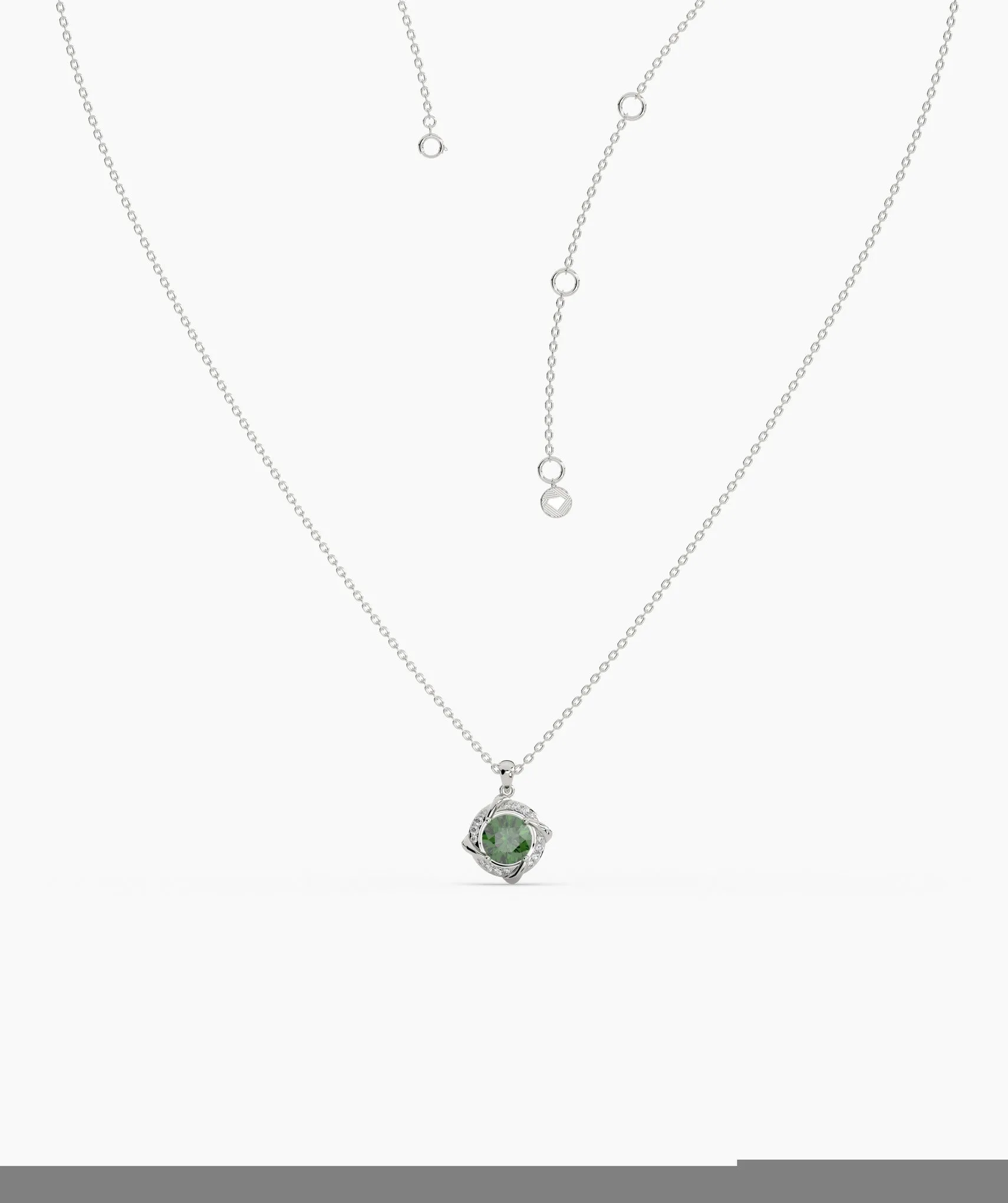 14K Gold Round Green Stone Pendant
