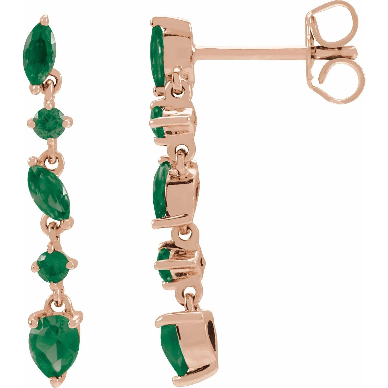 14k Gold Sapphire Emerald Ruby drop Earrings