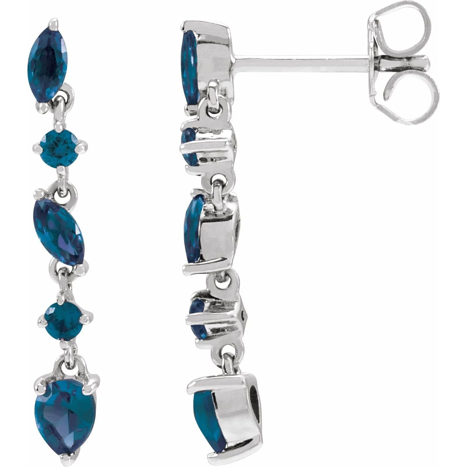 14k Gold Sapphire Emerald Ruby drop Earrings