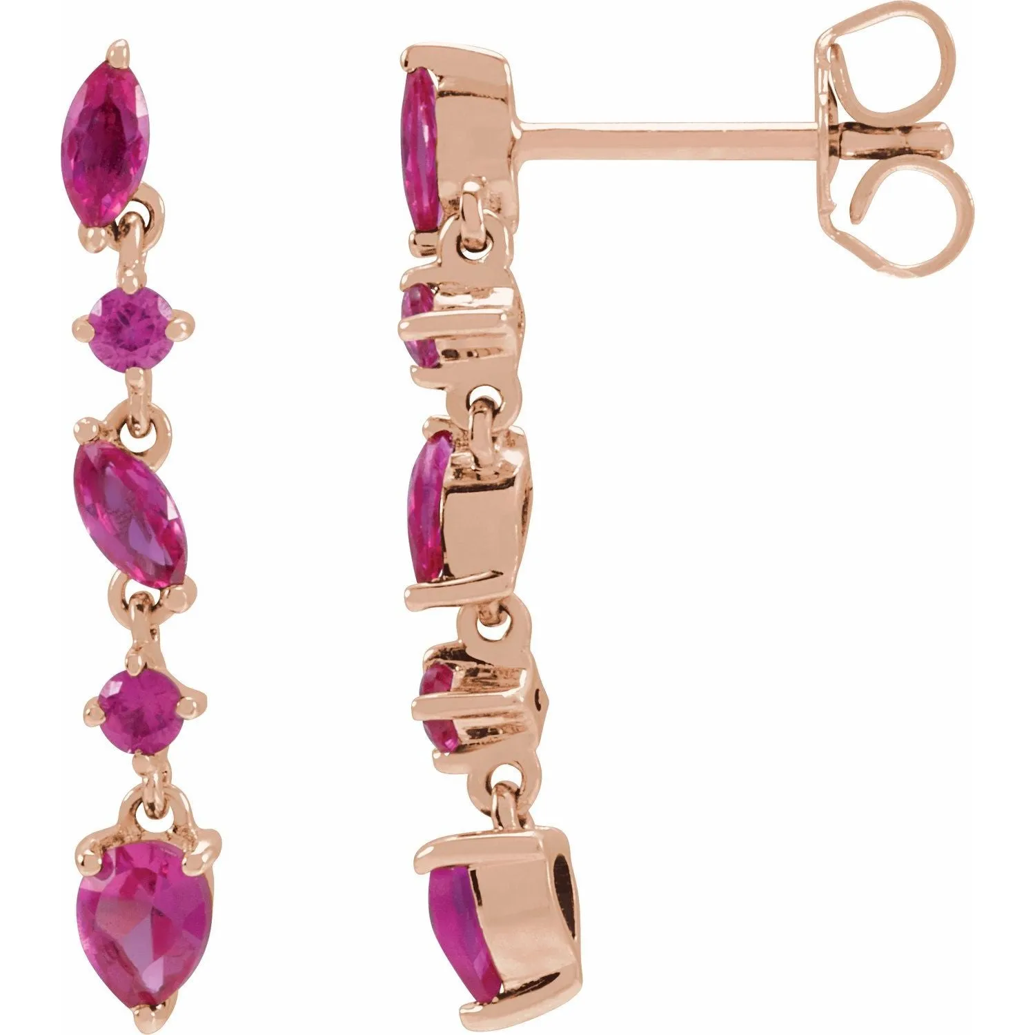 14k Gold Sapphire Emerald Ruby drop Earrings