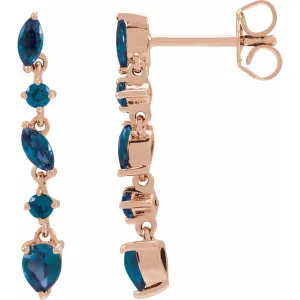 14k Gold Sapphire Emerald Ruby drop Earrings
