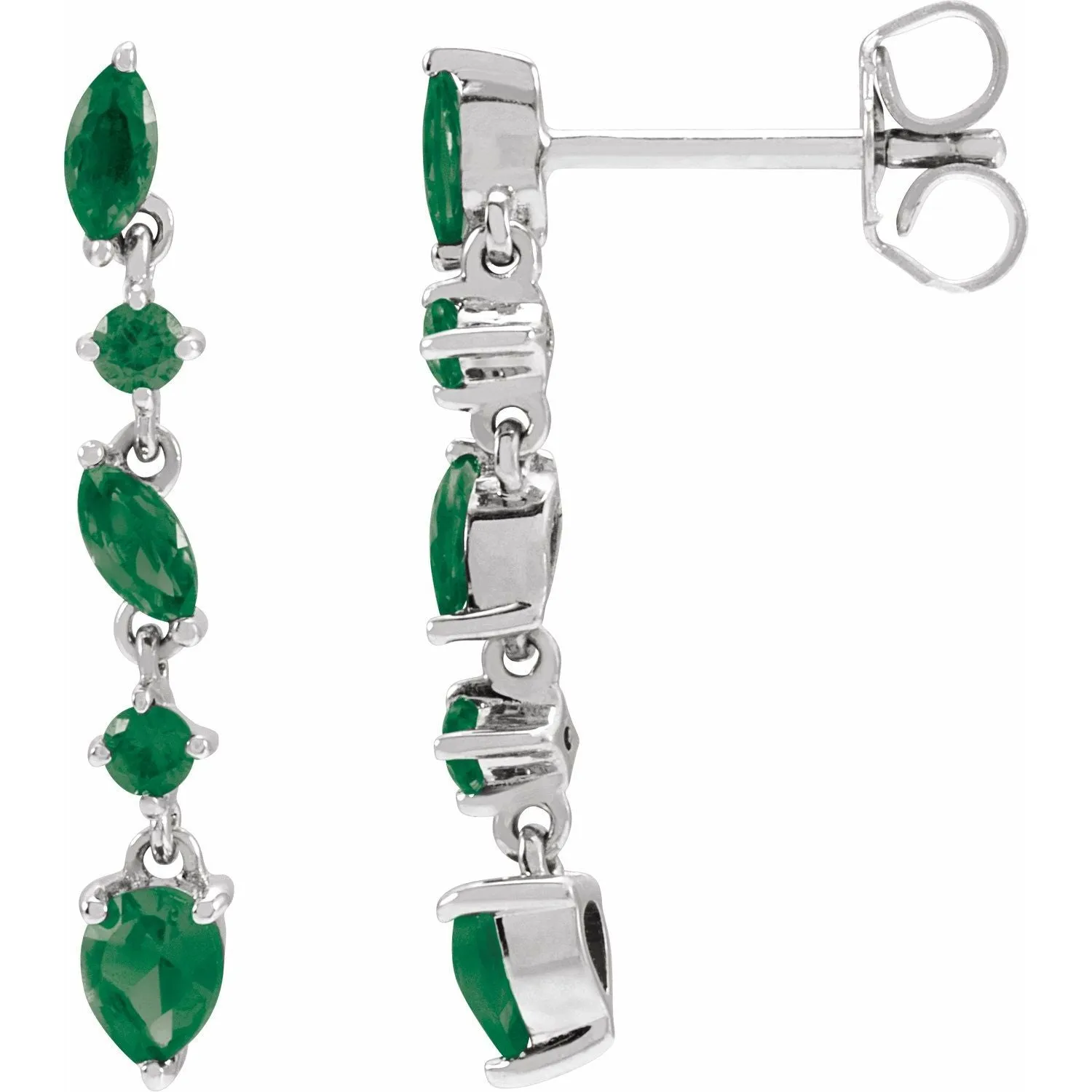 14k Gold Sapphire Emerald Ruby drop Earrings