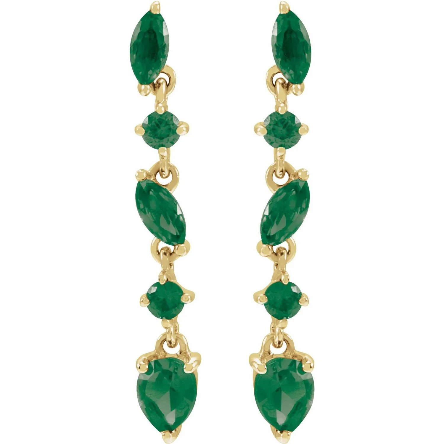 14k Gold Sapphire Emerald Ruby drop Earrings
