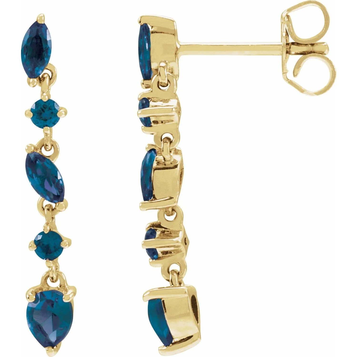 14k Gold Sapphire Emerald Ruby drop Earrings