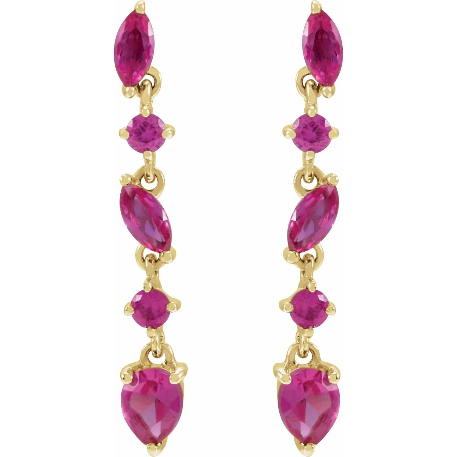 14k Gold Sapphire Emerald Ruby drop Earrings