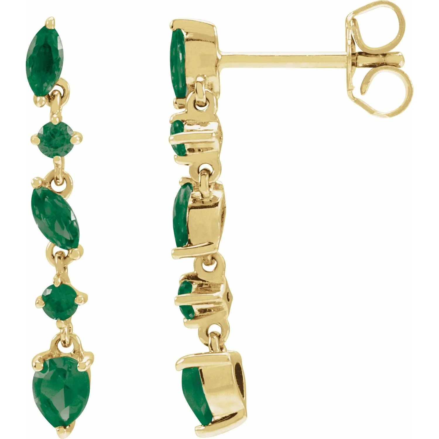 14k Gold Sapphire Emerald Ruby drop Earrings