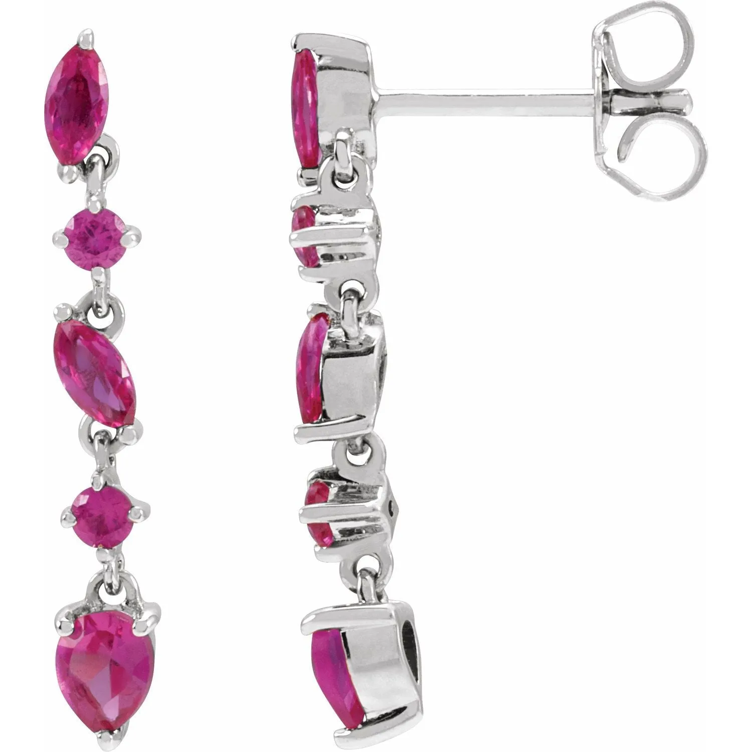 14k Gold Sapphire Emerald Ruby drop Earrings