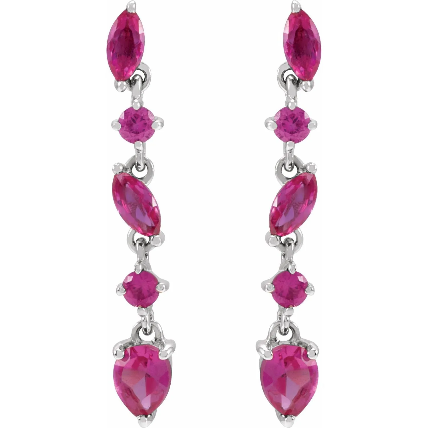 14k Gold Sapphire Emerald Ruby drop Earrings