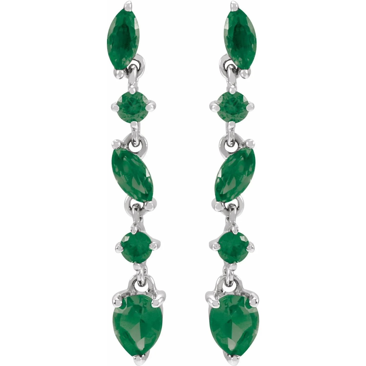 14k Gold Sapphire Emerald Ruby drop Earrings