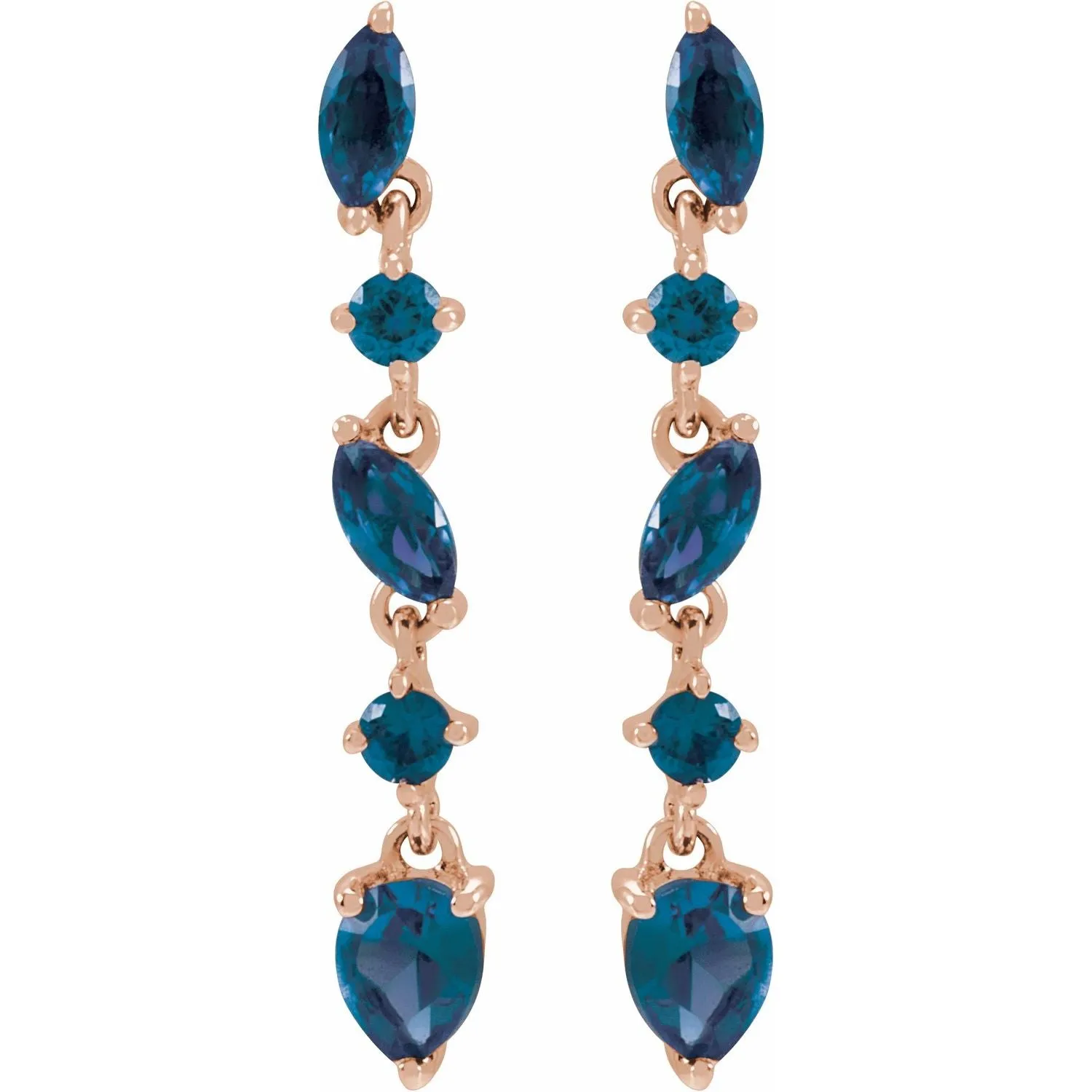 14k Gold Sapphire Emerald Ruby drop Earrings