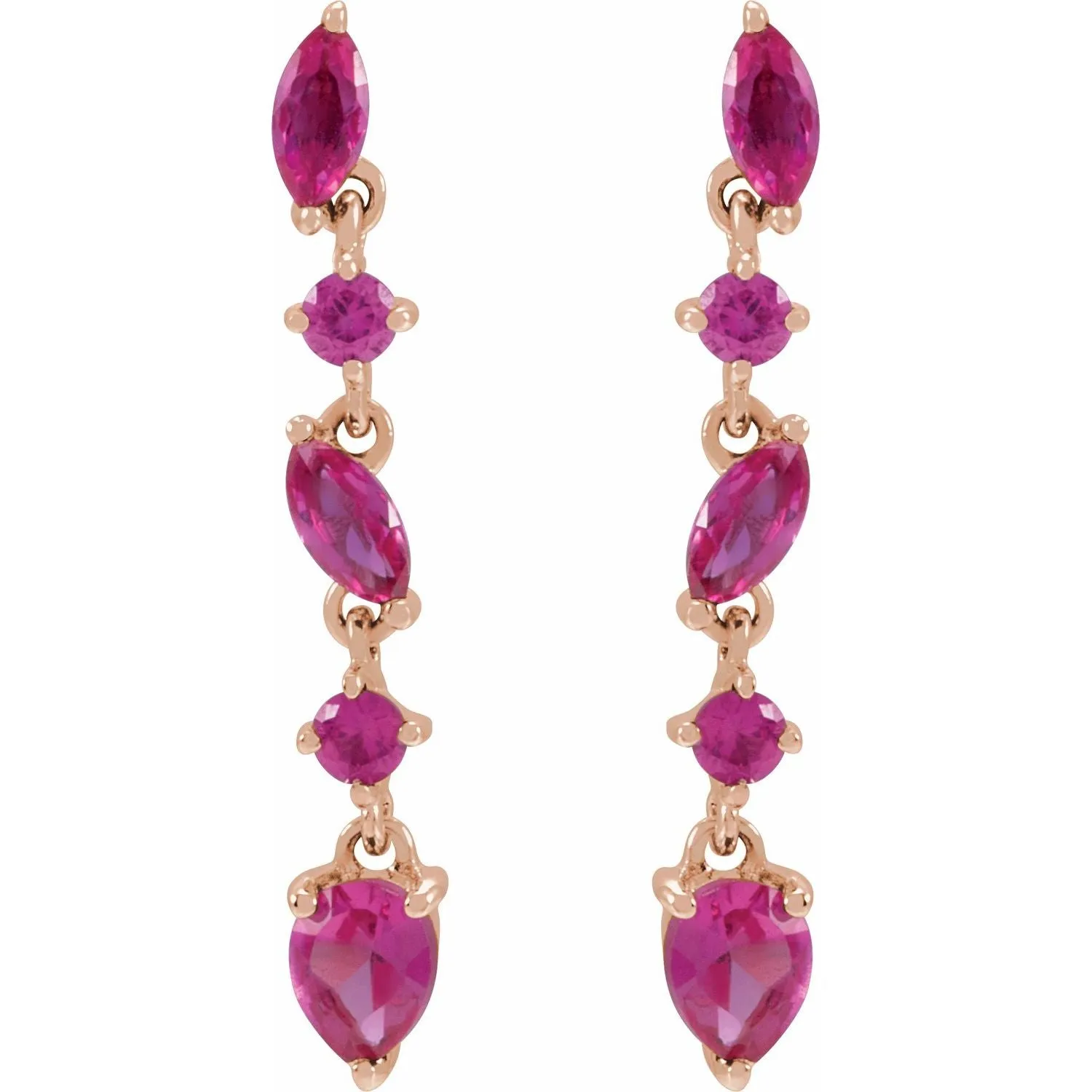 14k Gold Sapphire Emerald Ruby drop Earrings