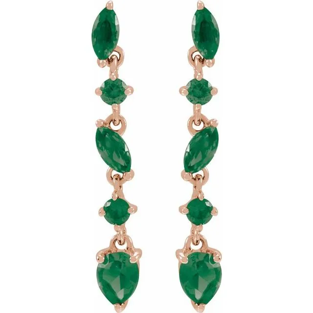 14k Gold Sapphire Emerald Ruby drop Earrings