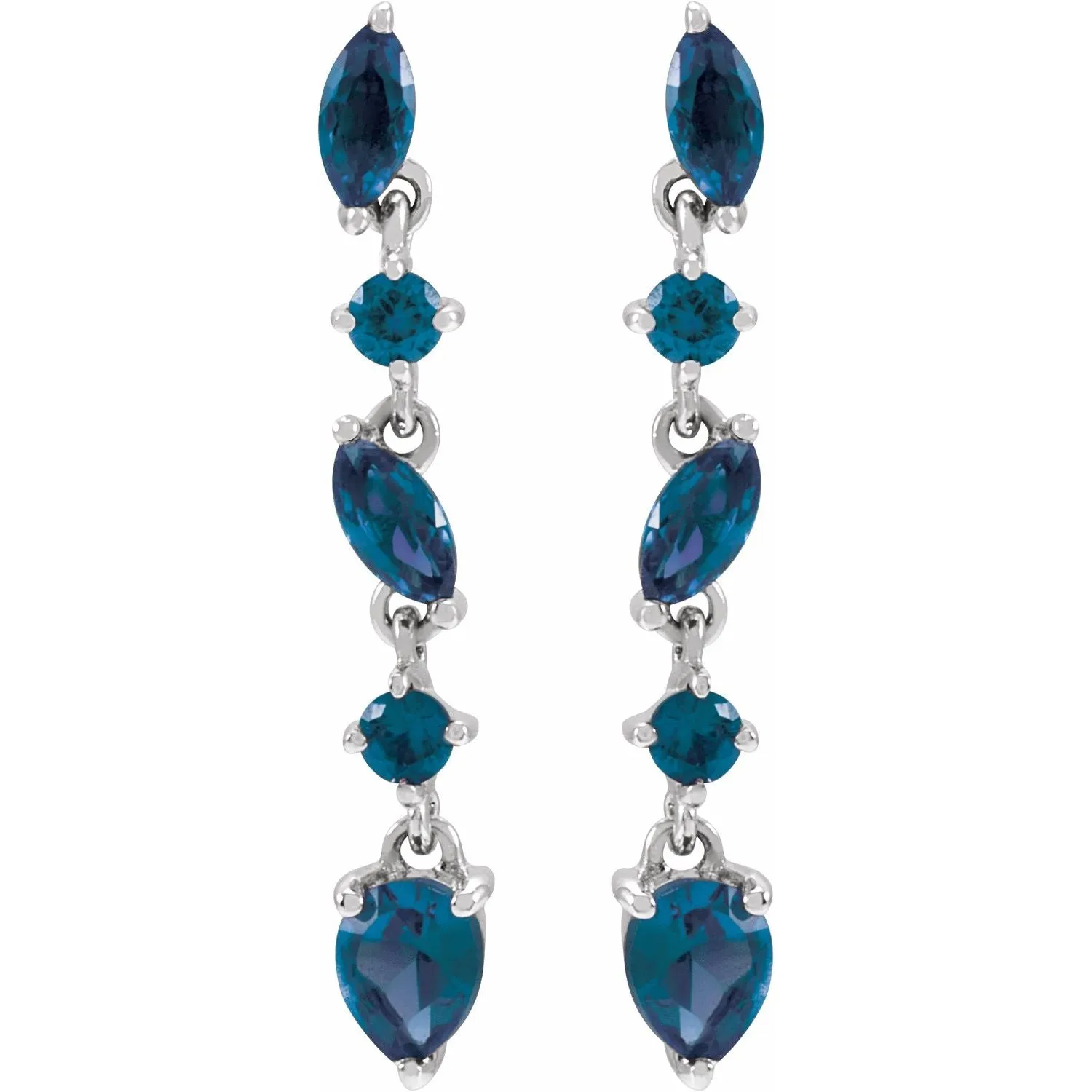 14k Gold Sapphire Emerald Ruby drop Earrings